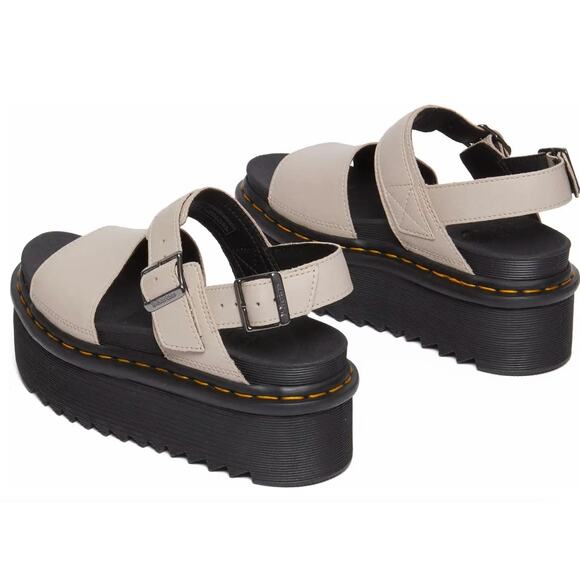 Dr. Martens VOSS QUAD Platform Leather Sandals | Womens 9 (41 EU), Vintage Taupe - Picture 6 of 8